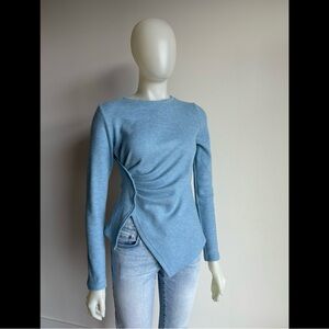 NWOT LN OSFASHION Baby Blue Wool Blend Long Sleeve Top Sweater M Medium
